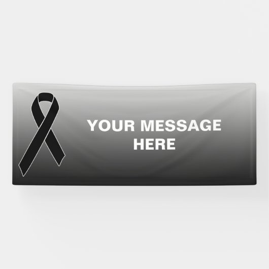 Banderoles Ruban Noir + votre message (Horizontal)