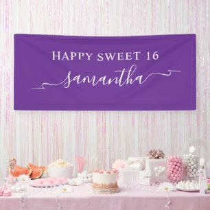 Banderoles Ruban personnalisé Royal Violet Blanc Joyeux 16 an