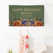 Banderoles Rust Orange Bleu Floral Vert Anniversaire Bienvenu (En situation)