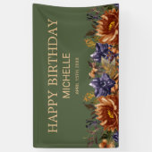 Banderoles Rust Orange Bleu Floral Vert Anniversaire Bienvenu (Vertical)