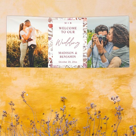 Banderoles Rustic Boho Chic Wildflowers Photo Wedding Welcome