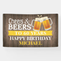 Rustic Cheers and Beers Happy 60th Birthday Jaune