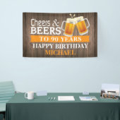 Banderoles Rustic Cheers and Beers Happy 90th Birthday Orange (Salon professionnel)