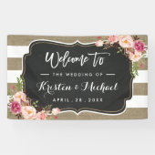 Banderoles Rustic Country Burlap Stripes Fête de Mariage Flor (Horizontal)