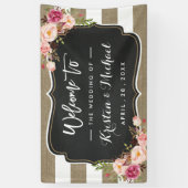 Banderoles Rustic Country Burlap Stripes Fête de Mariage Flor (Vertical)