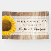 Banderoles Rustic Country Grange Wood Sunflower Mariage (Horizontal)