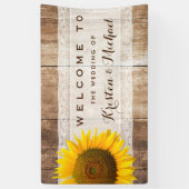 Banderoles Rustic Country Grange Wood Sunflower Mariage (Vertical)