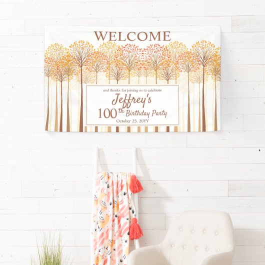 Banderoles Rustic Fall Trees Terracotta 100e fête d'anniversa (En situation)