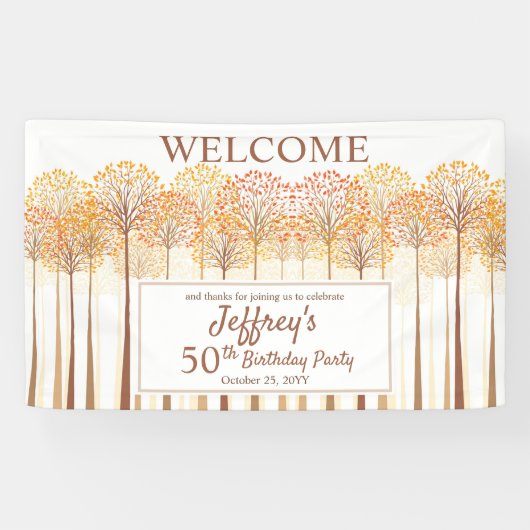 Banderoles Rustic Fall Trees Terracotta 50e fête d'anniversai (Horizontal)