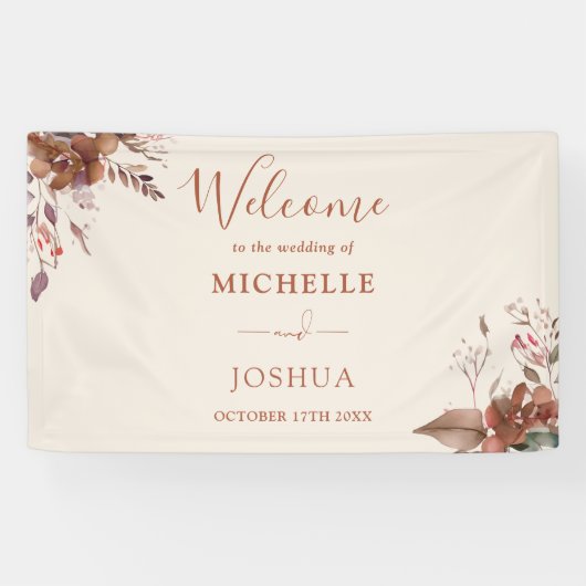 Banderoles Rustic Floral Automne Mariage de automne Bienvenue (Horizontal)
