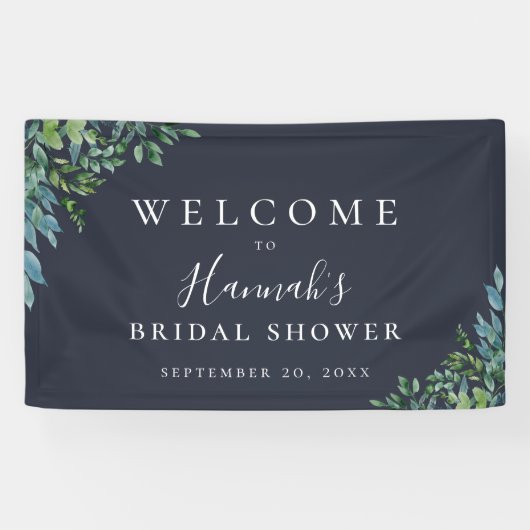 Banderoles Rustic Forest Foliing Navy Blue Party (Horizontal)