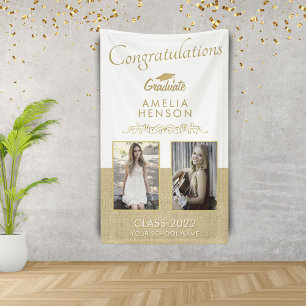 Banderoles Rustic Gold 2022 Graduate 2 Graduation Party
