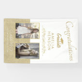 Banderoles Rustic Gold Graduate 2 Photo Graduate Party (Horizontal)
