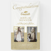 Banderoles Rustic Gold Graduate 2 Photo Graduate Party (Vertical)