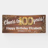 Banderoles Rustic Gold Parties scintillant 100e anniversaire (Horizontal)