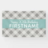 Banderoles Rustic Grey & Blue Buffalo Plaid Anniversaire (Horizontal)