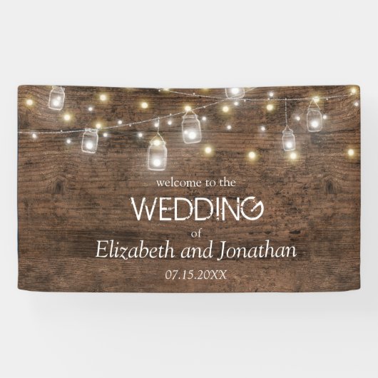 Banderoles Rustic Mason Jar String Lights Mariage Bienvenue (Horizontal)
