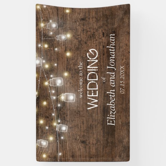 Banderoles Rustic Mason Jar String Lights Mariage Bienvenue (Vertical)