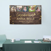 Banderoles Rustic Modern Gold Script Photo Collage Graduation (Salon professionnel)
