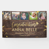 Banderoles Rustic Modern Gold Script Photo Collage Graduation (Horizontal)