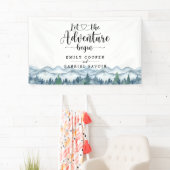 Banderoles Rustic Mountains Mariage d'aquarelle de forêt (En situation)
