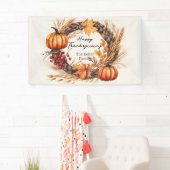 Banderoles Rustic Pumpkin Harvest Wreath Fall Thanksgiving (En situation)