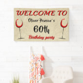 Banderoles Rustic Red Wine Glass 60e anniversaire (En situation)