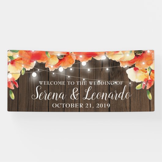 Banderoles Rustic String Lights Poppy Mariage Bienvenue (Horizontal)