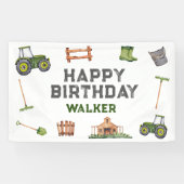 Banderoles Rustic Tractor Farm Green Garçon Joyeux anniversai (Horizontal)