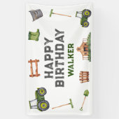 Banderoles Rustic Tractor Farm Green Garçon Joyeux anniversai (Vertical)