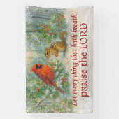 Banderoles Rustic Winter Woodland Cardinal Chipmunk Scripture (Verticale)