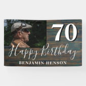 Banderoles Rustic Wood 70th Birthday Party Photo (Horizontal)