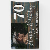 Banderoles Rustic Wood 70th Birthday Party Photo (Vertical)