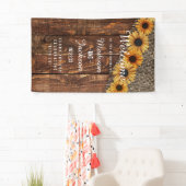 Banderoles Rustic Wood & Burlap Sunflower Mariage Bienvenue (En situation)