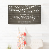 Banderoles Rustic Wood Joyeux 50e anniversaire de Mariage (En situation)
