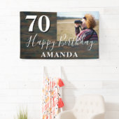 Banderoles Rustic Wood Photo 70th Birthday Party (En situation)