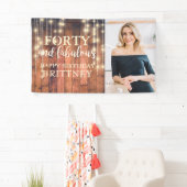 Banderoles Rustic Wood Quarante Fabuleux Photo Anniversaire (En situation)