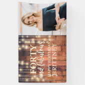 Banderoles Rustic Wood Quarante Fabuleux Photo Anniversaire (Vertical)