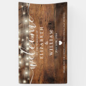 Banderoles Rustic Wood String Lights Wedding Welcome (Vertical)