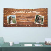 Banderoles Rustic Wood Two Photo Félicitations Graduation (Salon professionnel)