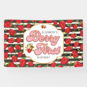 Banderoles Rustique Black White Stripes Berry Premier anniver (Horizontal)