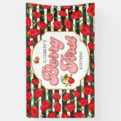 Banderoles Rustique Black White Stripes Berry Premier anniver (Vertical)