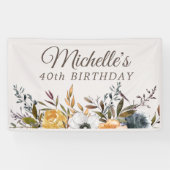 Banderoles Rustique bleu jaune Floral 40e anniversaire Bienve (Horizontal)