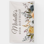Banderoles Rustique bleu jaune Floral 40e anniversaire Bienve (Vertical)