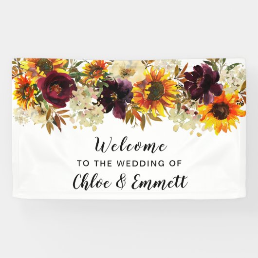 Banderoles Rustique Boho Automne Floral Mariage Bienvenue (Horizontal)
