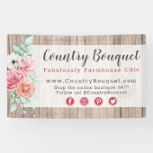 Banderoles Rustique Bois Pays Ferme Floral Rose Boutique (Horizontal)