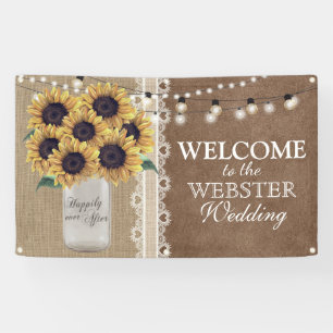 Banderoles Rustique Burlap Grange Mariage Sunflower Mason Jar