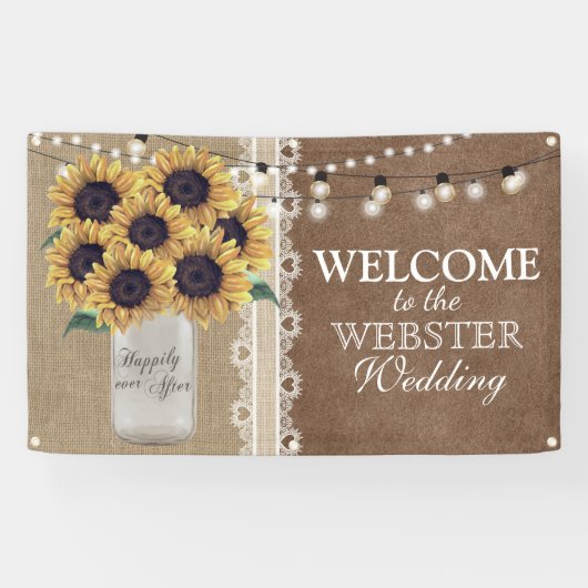 Banderoles Rustique Burlap Grange Mariage Sunflower Mason Jar (Horizontal)