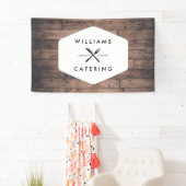 Banderoles Rustique Crossed Fork Couteau Logo II Restauration (En situation)