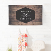 Banderoles Rustique Crossed Fork Couteau Logo Restauration (En situation)